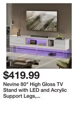 Wayfair Nevine 80 High Gloss TV Stand with LED and Acrylic Support Legs, Modern Entertainment Centre offer