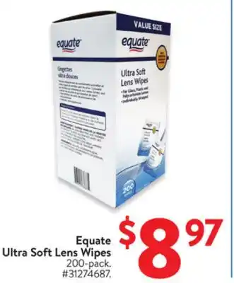 Walmart Equate Ultra Soft Lens Wipes offer