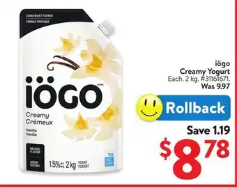 Walmart Iögo Creamy Yogurt offer