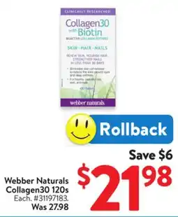 Walmart Webber Naturals Collagen30 120s offer