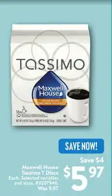 Walmart Maxwell House Tassimo T Disc offer