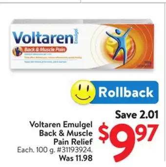 Walmart Voltaren Emulgel Back & Muscle Pain Relief offer