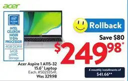 Walmart Acer Aspire 1 A115-32 15.6 Laptop offer