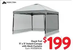 Walmart Ozark Trail 11x11 Instant Canopy with Mesh Curtains offer
