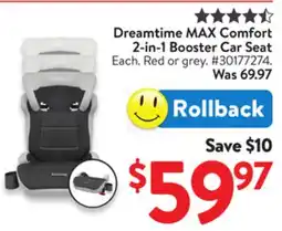 Walmart Dreamtime MAX Comfort 2-in-1 Booster Car Seat offer