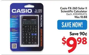 Walmart Casio FX-260 Solar II Scientific Calculator offer