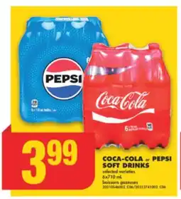 No Frills COCA-COLA or PEPSI SOFT DRINKS, 6x710 mL offer