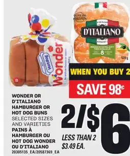 Independent Grocer WONDER OR D'ITALIANO HAMBURGER OR HOT DOG BUNS offer