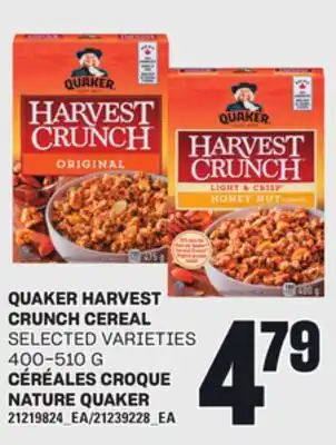 Independent Grocer QUAKER HARVEST CRUNCH CEREAL, 400-510 G offer