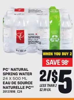 Independent Grocer PC NATURAL SPRING WATER, 24 X 500 ML offer