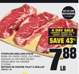 Independent Grocer STRIPLOIN GRILLING STEAK offer