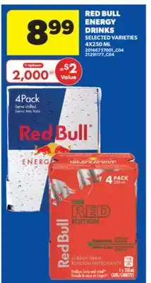 Real Canadian Superstore RED BULL ENERGY DRINKS, 4X250 ML offer