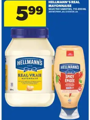 Real Canadian Superstore HELLMANN'S REAL MAYONNAISE, 710-890 ML offer