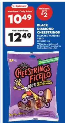 Real Canadian Superstore BLACK DIAMOND CHEESTRINGS, 588 G offer