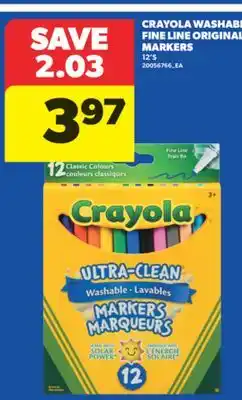 Real Canadian Superstore CRAYOLA WASHABL FINE LINE ORIGINAL MARKERS, 12'S offer