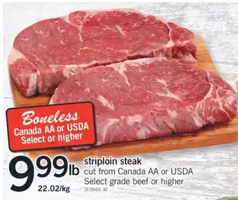 Fortinos STRIPLOIN STEAK offer