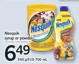Fortinos Nesquik syrup or powder offer