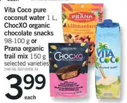 Fortinos VITA COCO PURE COCONUT WATER CHOCXO ORGANIC CHOCOLATE SNACKS 98-100 G OR PRANA ORGANIC TRAIL MIX offer