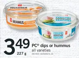 Fortinos PC dips or hummus offer
