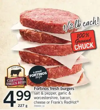 Fortinos Fortinos fresh burgers offer