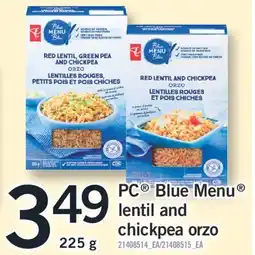 Fortinos PC MENU BLUE MENU LENTIL AND LENTIL AND CHICKPEA ORZO 225 g offer