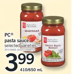 Fortinos PC PASTA SAUCE offer