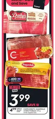 Sobeys COMPLIMENTS, SUGARDALE or DAILY'S Bacon offer