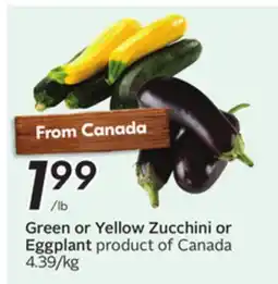 Sobeys Green or Yellow Zucchini or Eggplant offer