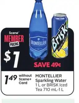 Sobeys MONTELLIER Sparkling Water 1 L or BRISK Iced Tea 710 mL-1 L offer