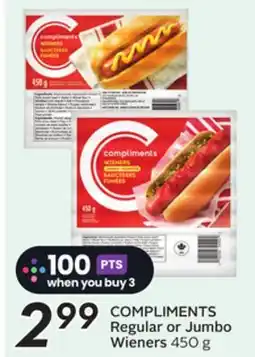 Sobeys COMPLIMENTS Regular or Jumbo Wieners offer