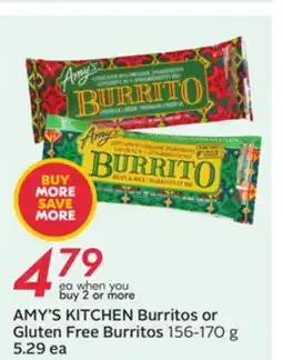 Sobeys AMY'S KITCHEN Burritos or Gluten Free Burritos offer