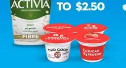 Longo's Activia Yogourt 650g tub or Two Good Yogourt 4x95g pkg offer