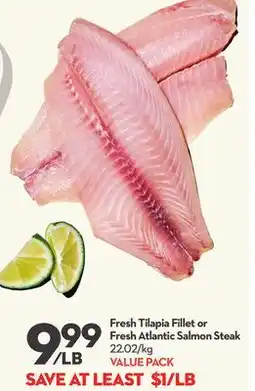 Longo's Fresh Tilapia Fillet or Fresh Atlantic Salmon Steak offer