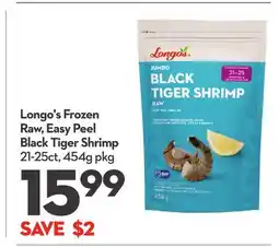 Longo's Longo's Frozen Raw, Easy Peel Black Tiger Shrimp offer