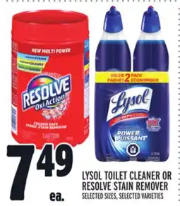 Metro LYSOL TOILET CLEANER OR RESOLVE STAIN REMOVER offer