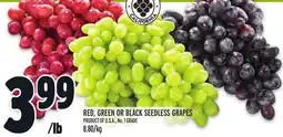 Metro RED, GREEN OR BLACK SEEDLESS GRAPES offer