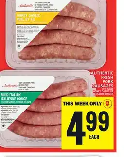 Food Basics AUTHENTIC FRESH PORK SAUSAGES offer