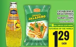 Food Basics CASABLANCA BASIL DRINKS OR SURATI CHIPS offer