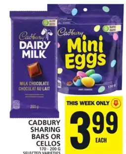 Food Basics CADBURY SHARING BARS OR CELLOS offer