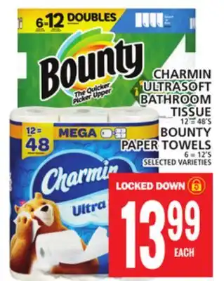 Food Basics CHARMIN ULTRASOFT BATHROOM TISSUE OR BOUNTY PAPER TOWELS offer