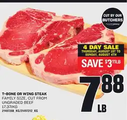 Loblaws T-BONE OR WING STEAK offer