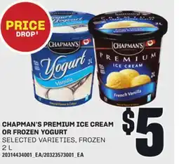 Loblaws CHAPMAN'S PREMIUM ICE CREAM OR FROZEN YOGURT, 2 L offer