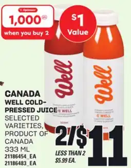 Loblaws WELL COLD-PRESSED JUICE, 333 ML offer