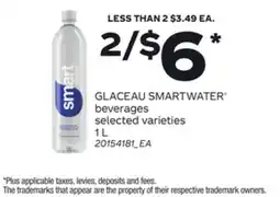 Loblaws GLACEAU SMARTWATER BEVERAGES, 1 L offer