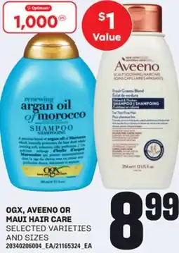 Loblaws OGX, AVEENO OR MAUI HAIR CARE offer