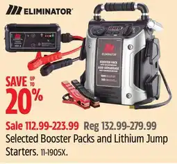 Canadian Tire MotoMaster Eliminator Selected Booster Packs and Lithium Jump Starters offer