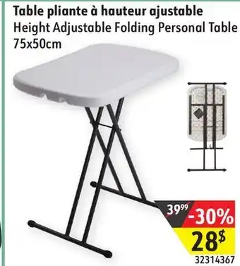 Hart Height Adjustable Folding Personal Table offer