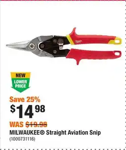 Home Depot MILWAUKEE Straight Aviation Snip offer