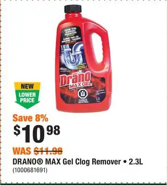 Home Depot DRANO MAX Gel Clog Remover • 2.3L offer