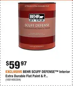 Home Depot EXCLUSIVE BEHR SCUFF DEFENSE Interior Extra Durable Flat Paint & Primer In One • 3.79L offer